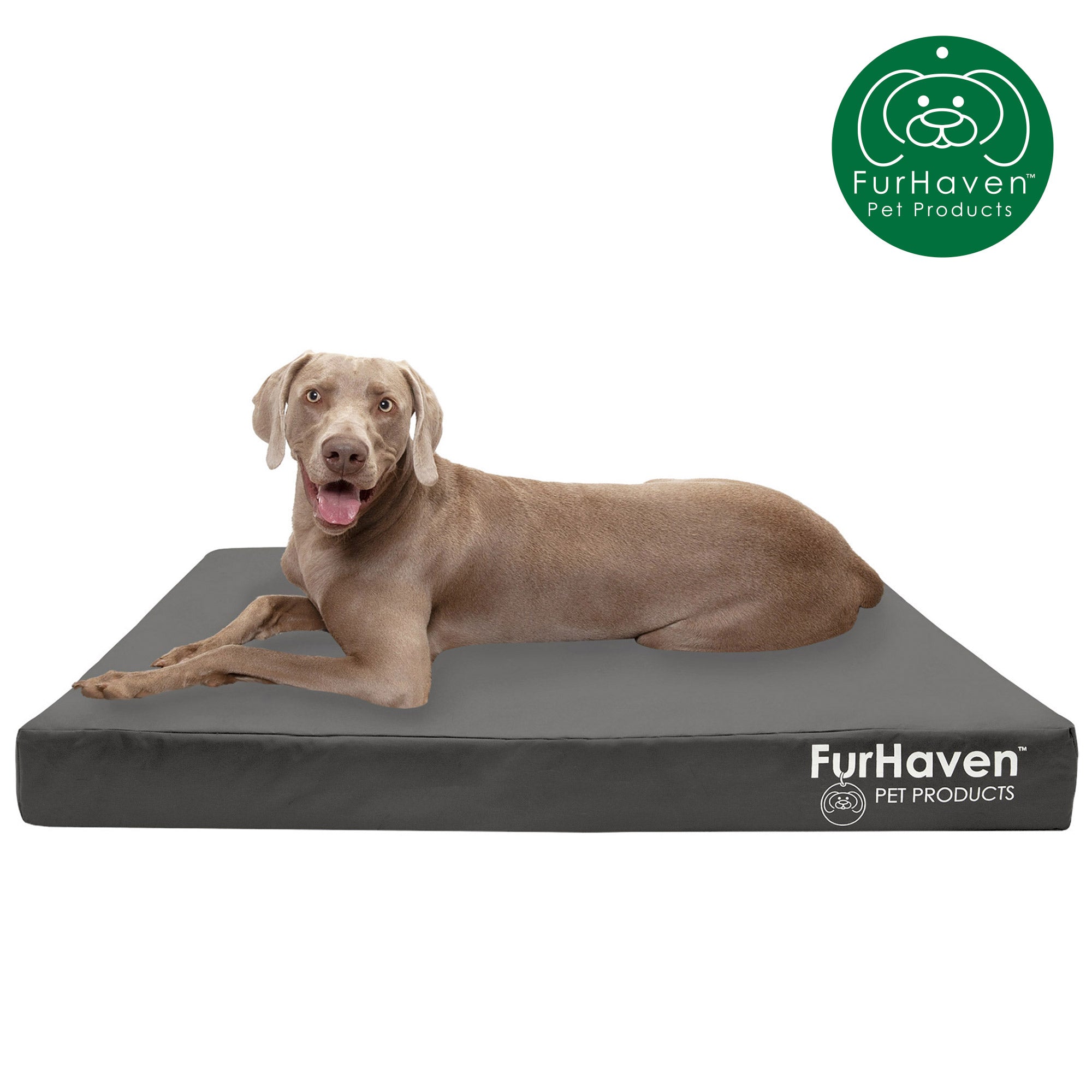 FurHaven | Deluxe Cooling Gel Oxford Indoor/Outdoor Water-Resistant Pet Bed for Dogs and Cats， Stone Gray， Jumbo Plus