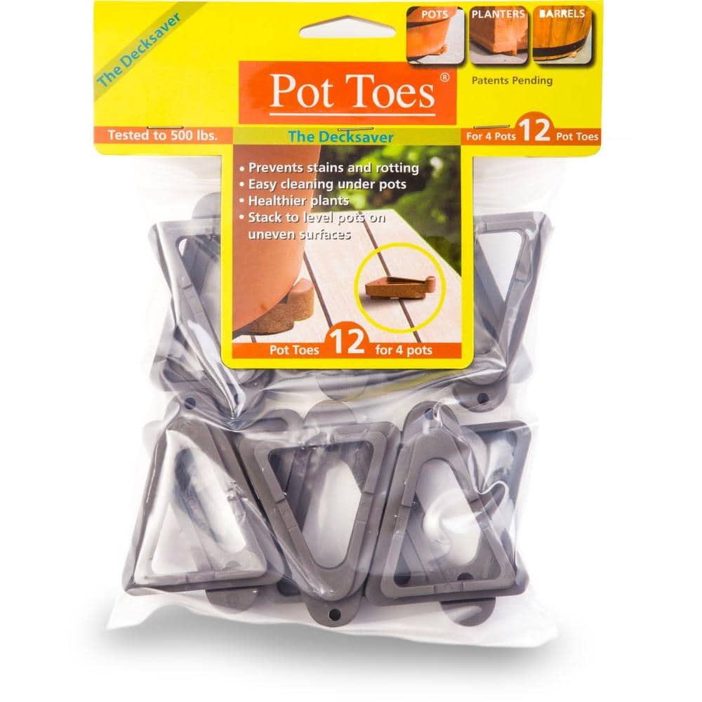 The Plant Stand 2-1/4 in. W x 2-3/4 in. L Light Gray Plastic Pot Toes (12-Pack) PTC-12LGHT