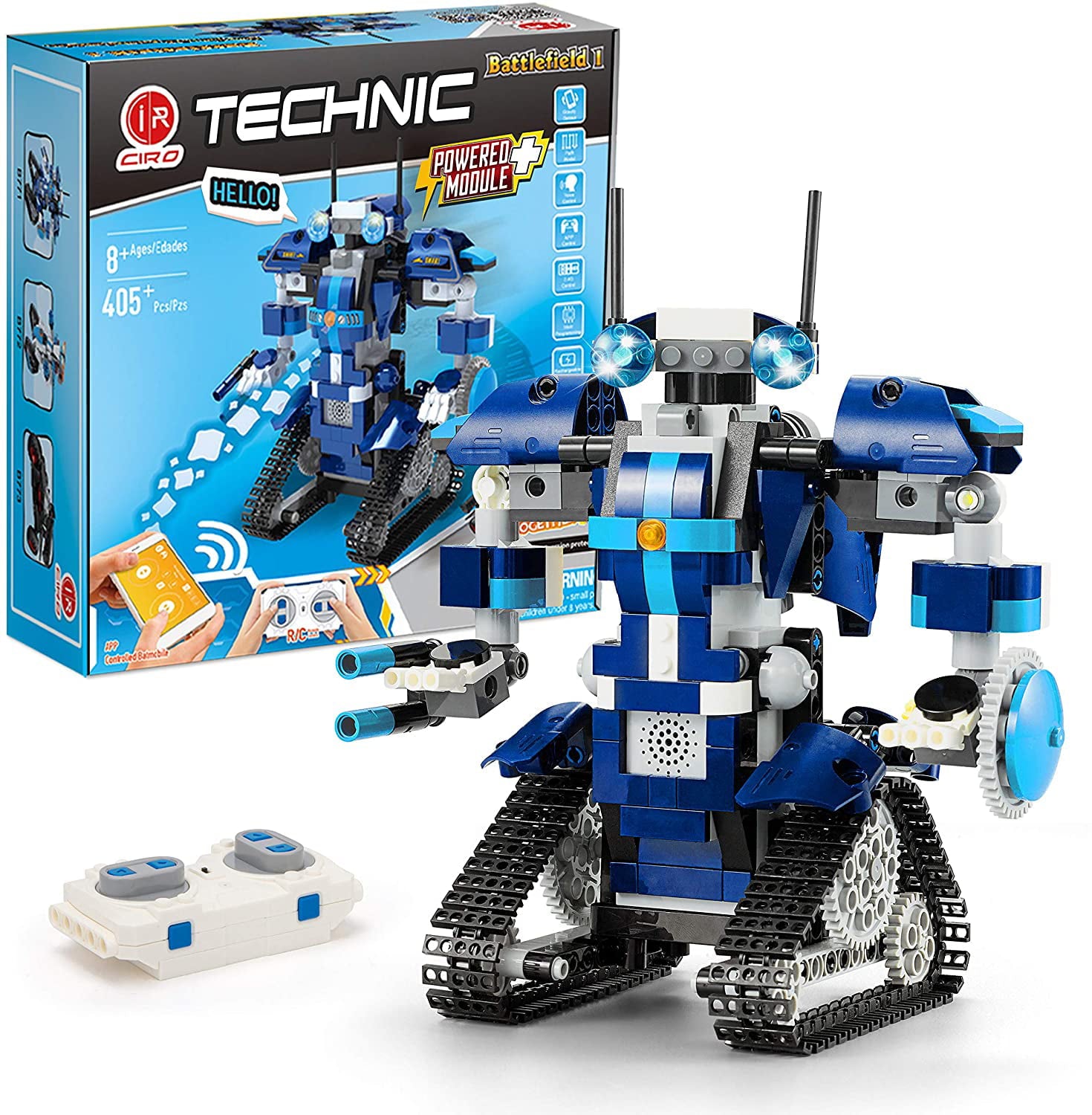 CIRO Almubot Battlefield I， STEM Remote Controlled Robot Building Blocks Kits， 515 Pieces， for Boys and Girls Ages 8-12