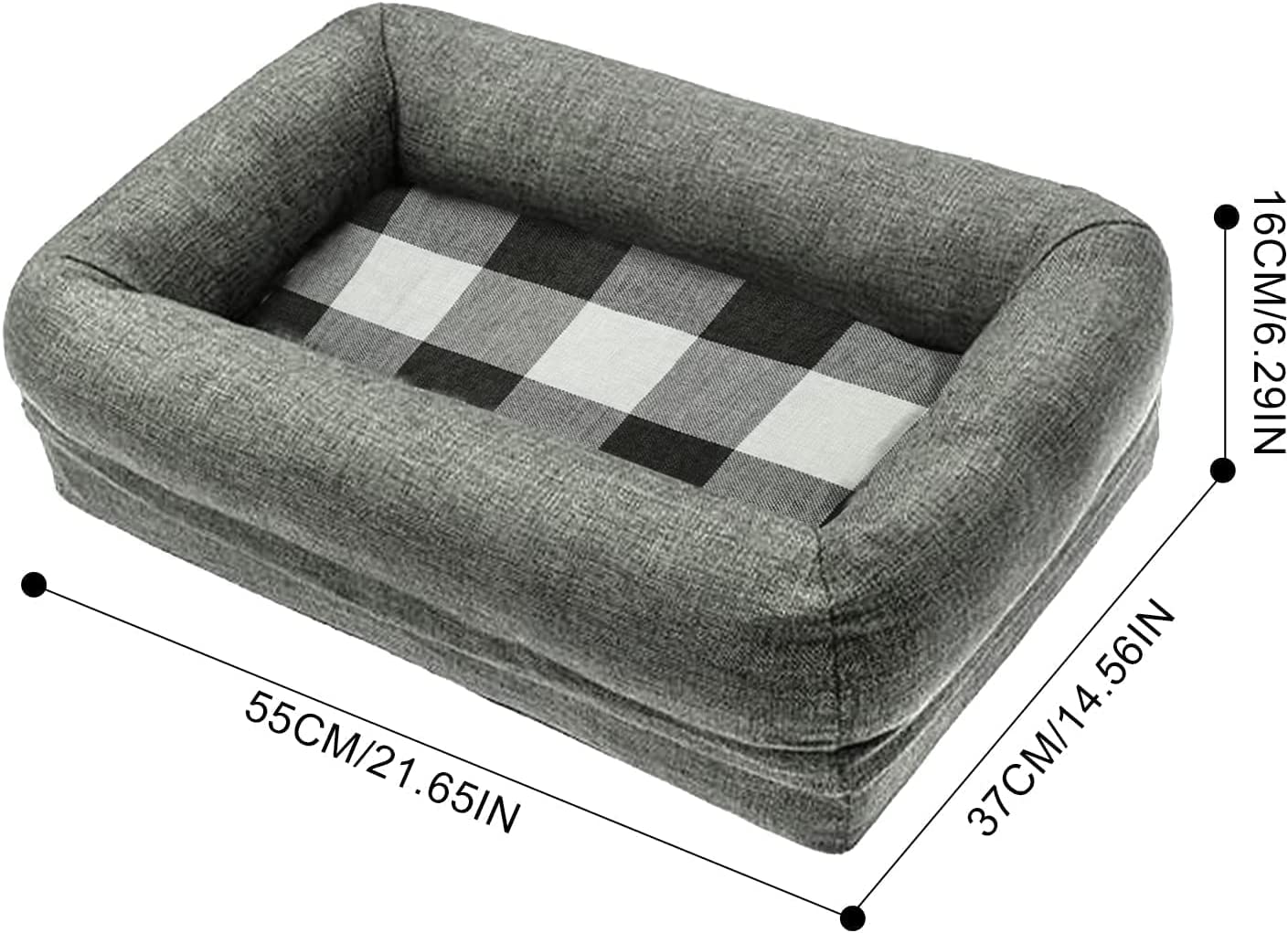 PinkSheep Waterproof Memory Foam Dog Bed Plush Orthopedic Sofa Pet Bed with Removable Cover for Small Medium Sized Cats Dogs Gray