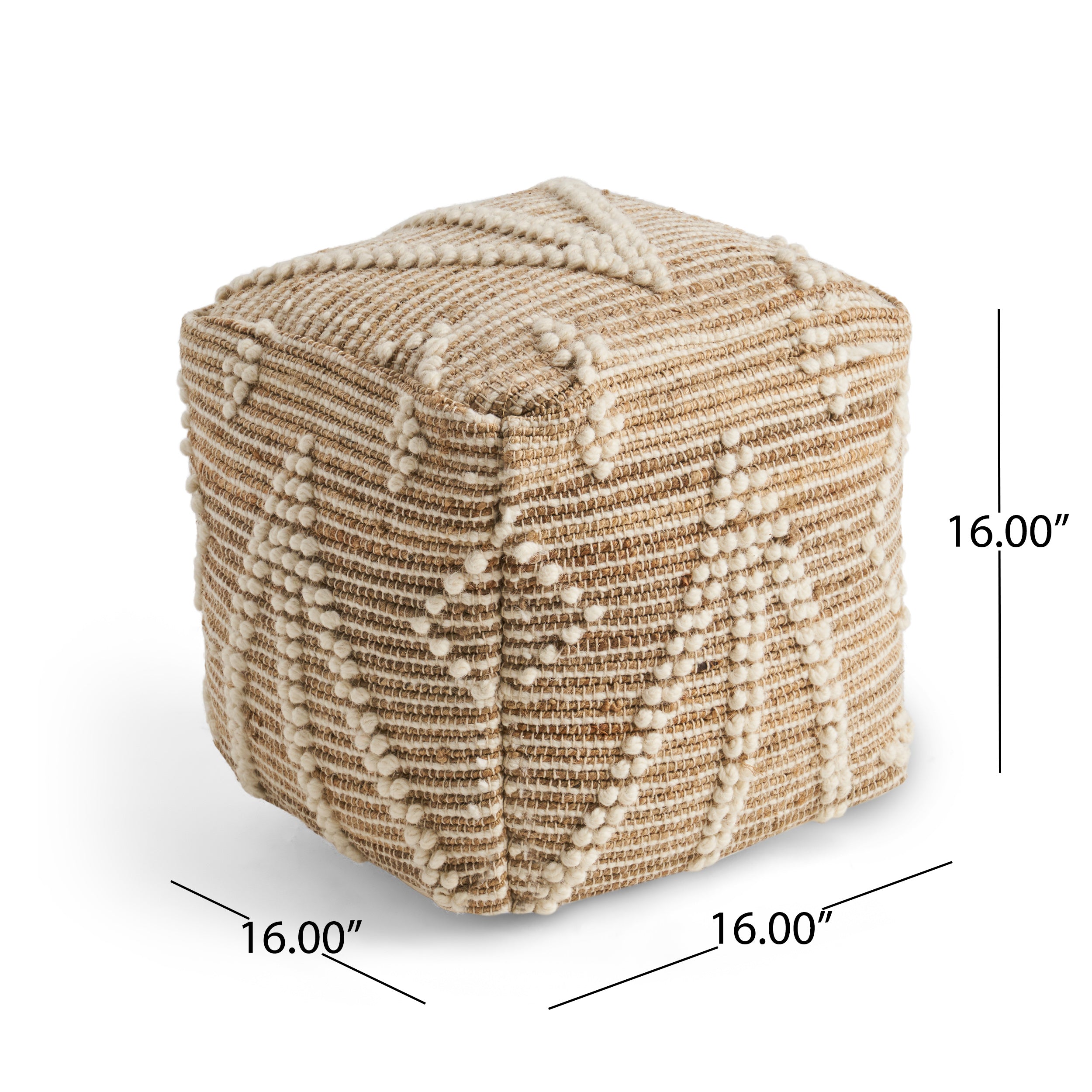 Khalila Boho Wool and Cotton Ottoman Pouf