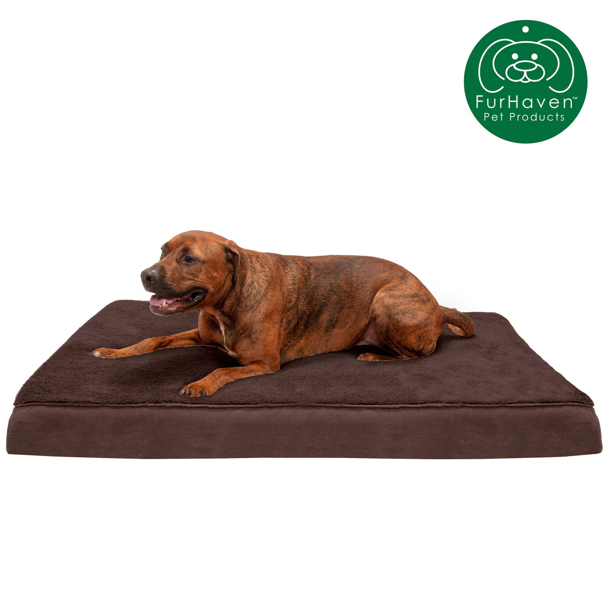FurHaven Pet Products | Deluxe Cooling Gel Memory Foam Orthopedic Terry and Suede Mattress Pet Bed for Dogs and Cats， Espresso， Jumbo