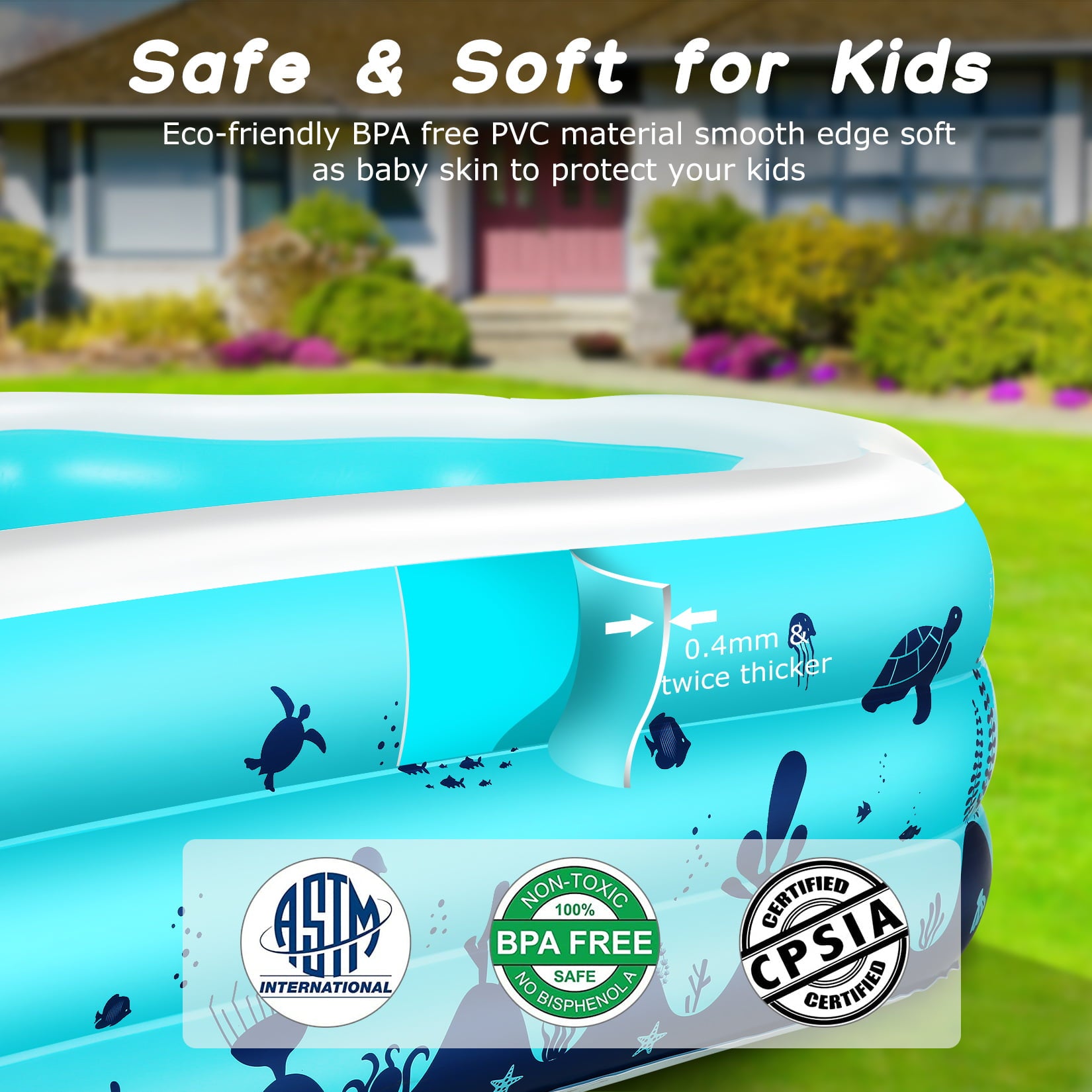 Funcid Inflatable Pool， Inflatable Swimming Pool for Kids and Adults， 120