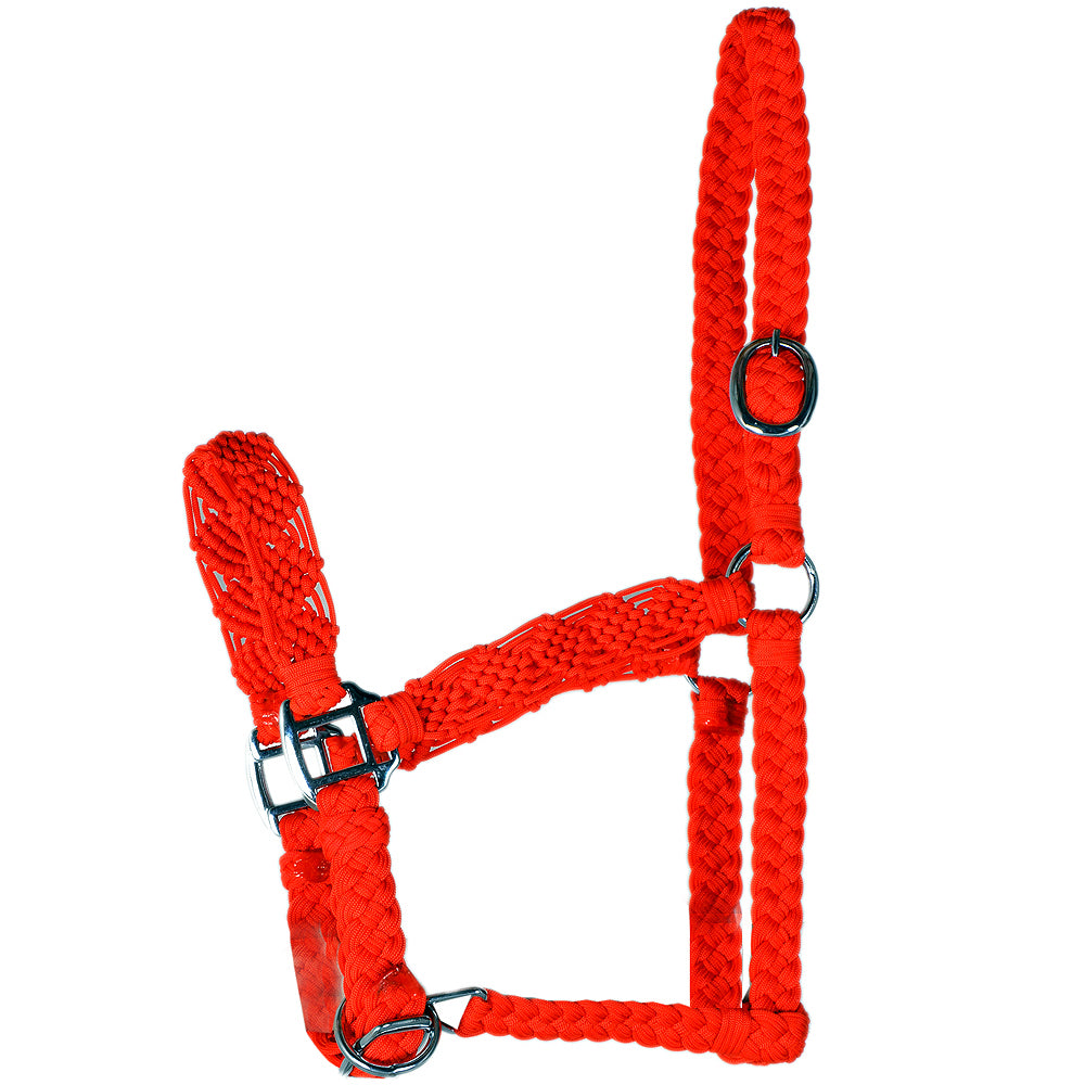 72DL Hilason Premium Flat Braided Paracord Horse Halter Red