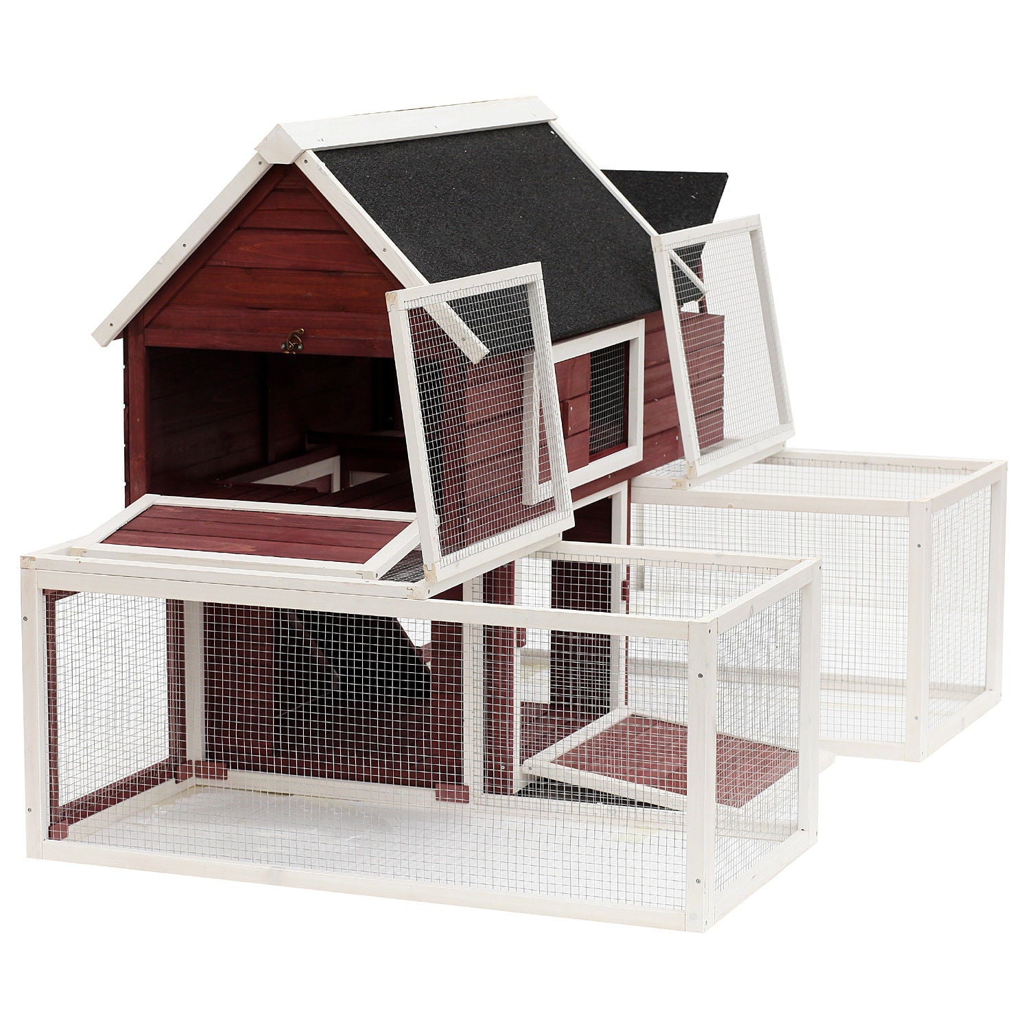 Pawhut Wooden Customizable Backyard Chicken Coop With Nesting Box and Runs， 114