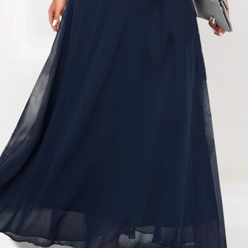 Women's Plus Size Party Dress Color Block V Neck 3/4 Length Sleeve Dress