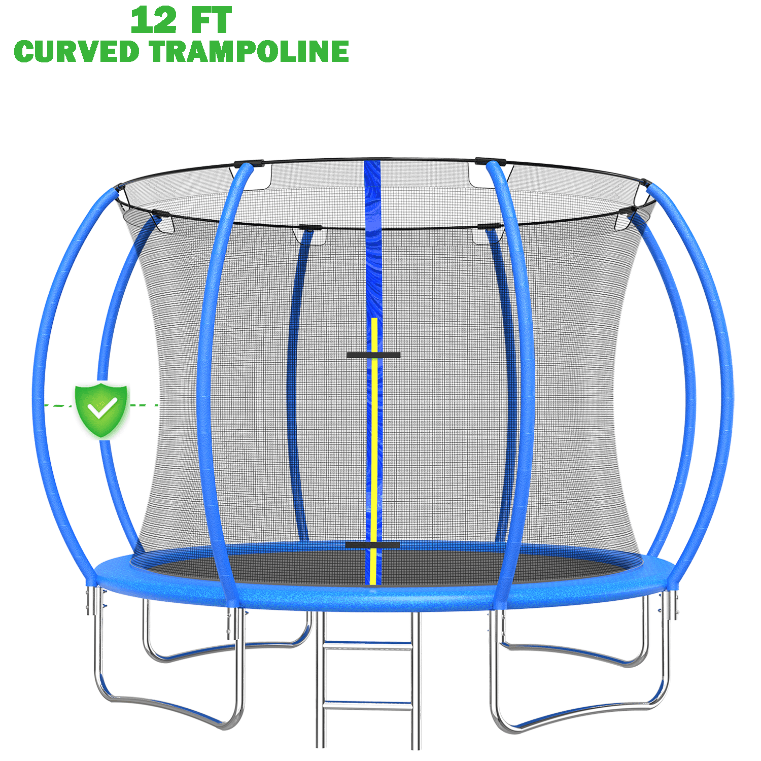2023 Upgraded Trampoline for Kids Adults， Seizeen 12FT Trampoline W/Enclosure Net for Outdoor， New Curved Poles Trampoline with Thickened Spring Pad Max 570LBS， Heavy-Duty Trampoline Strong Rebound
