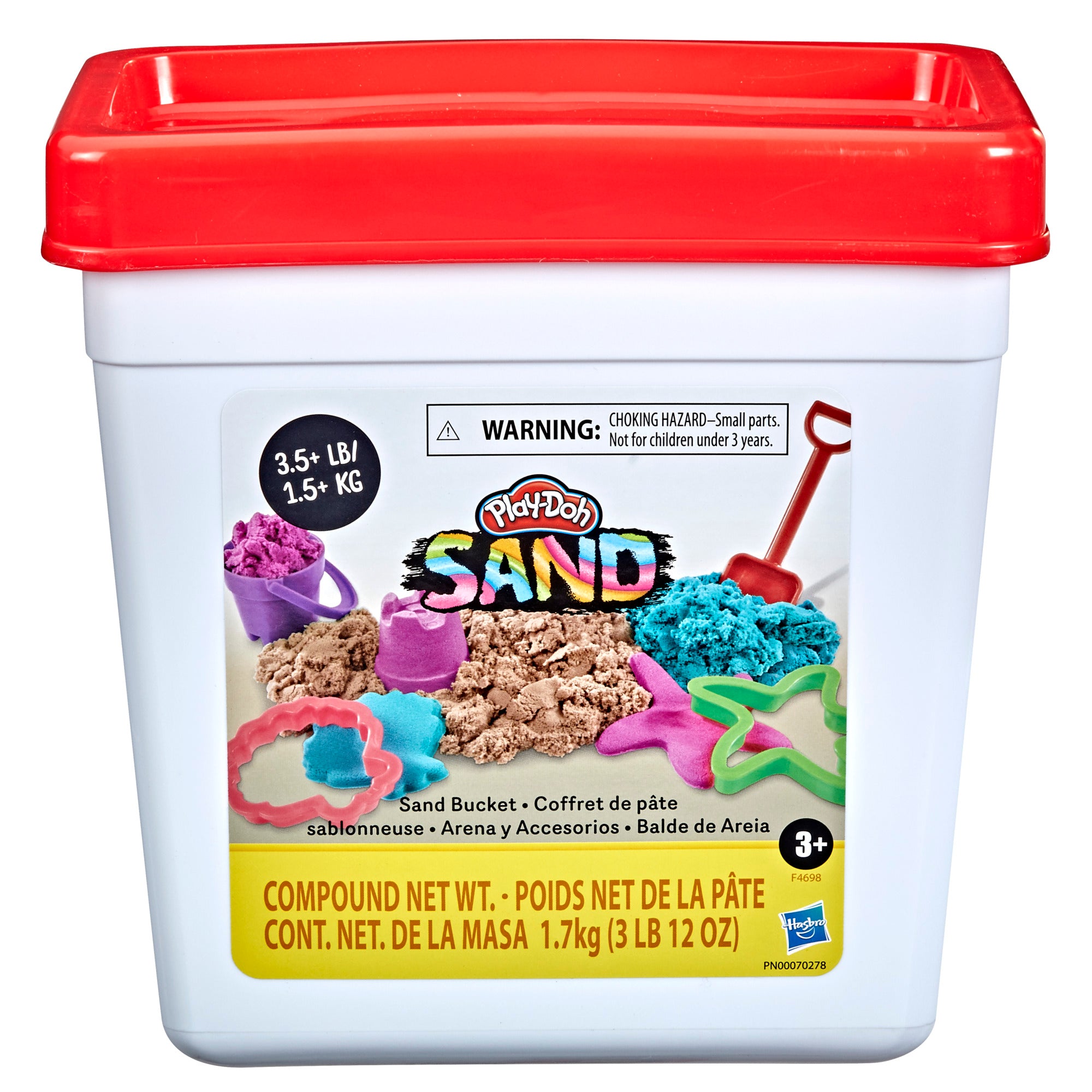 Play-Doh Sand Bucket for Kids 3 Years and Up with 3.75 Pounds of Compound and 4 Tools