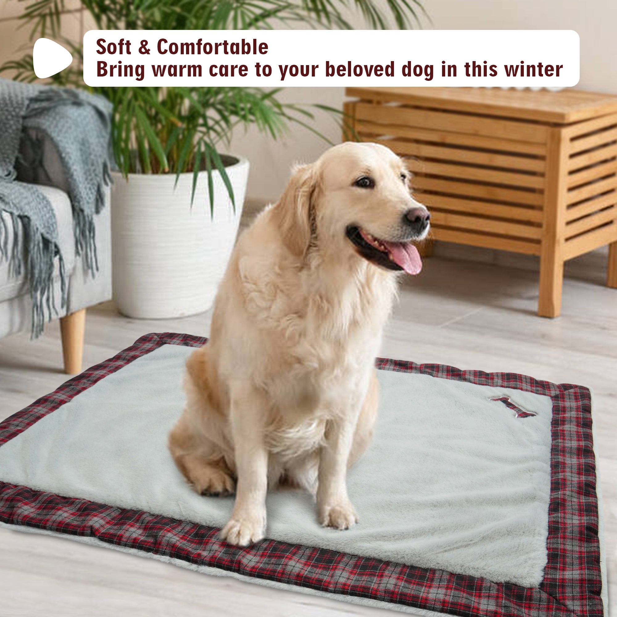 IDOMIK Dog Bed Crate Pad， Dog Beds for Large Dogs， Plush Soft Pet Beds， Washable Dog Crate Bed for Large Dogs and Cats， Warm Dog Kennel Pad