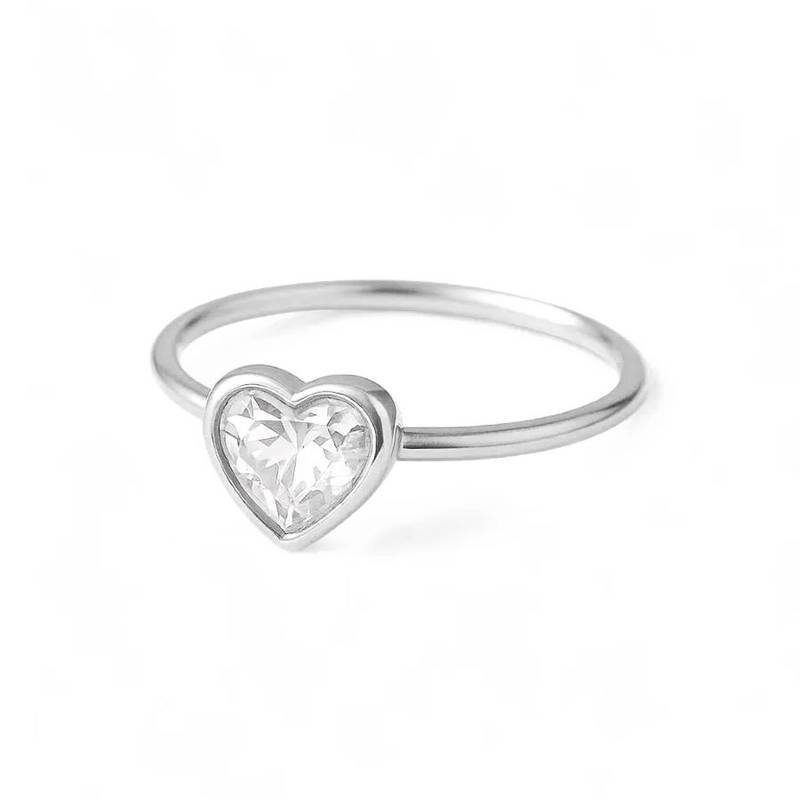 Solitário Coração Cravação Inglesa