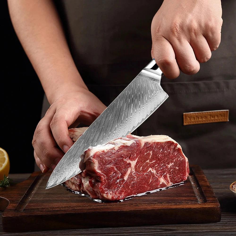 Faca Japonesa SuperSharp™ - Perfeição em Cada Corte com Aço Damasco!