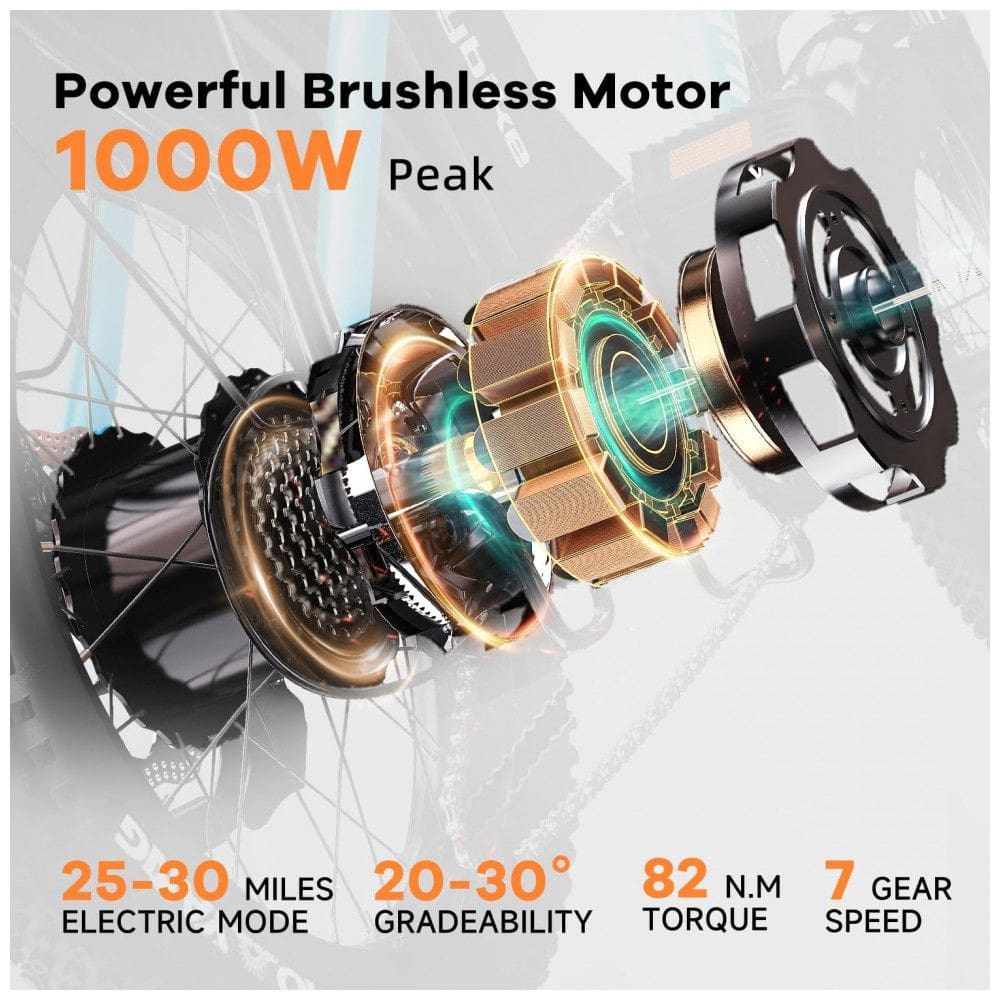 Bicicleta Elétrica Dobrável Narrak S129 com Motor Traseiro 750W (Pico 1100W), Bateria 48V 13Ah, Freios a Disco Duplos e Transmissão SHIMANO