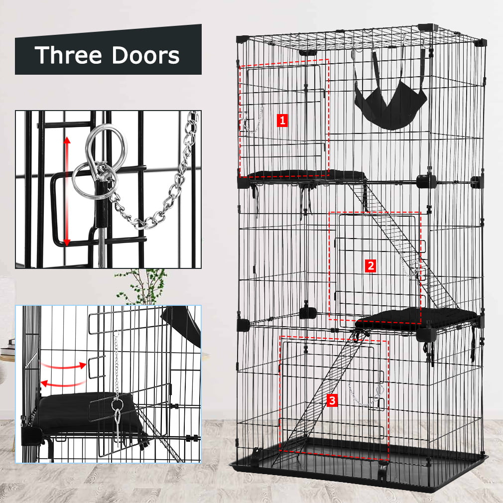 Bestpet 3 Tier Cat Cage， Hammock， Black， 67