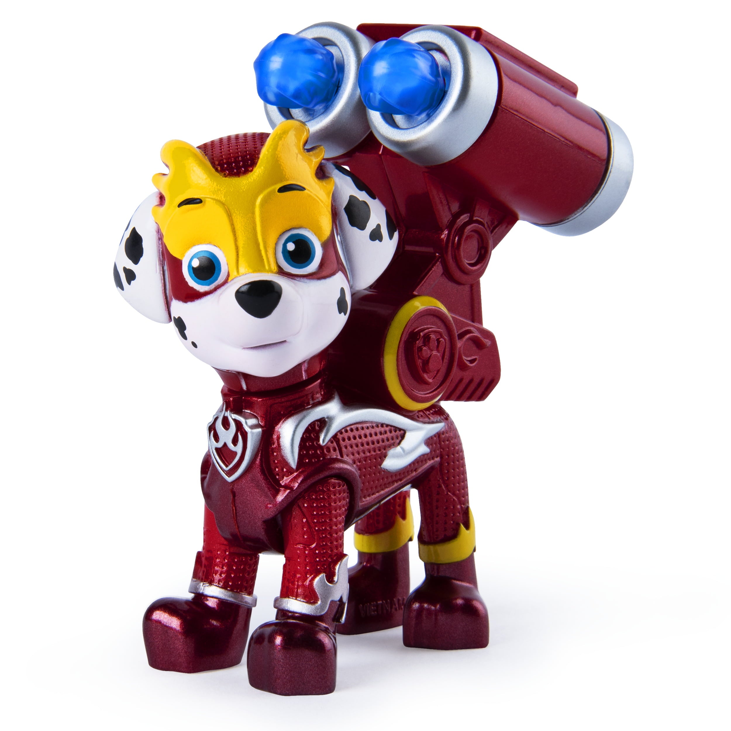 PAW Patrol， Mighty Pups Super PAWs Marshall Figure with Transforming Backpack， for Kids Aged 3 and Up