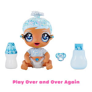 Glitter Babyz January Snowflake Baby (Blue) with 3 Magical Color Changes, Gift Toy for Girls Ages 3 4 5+