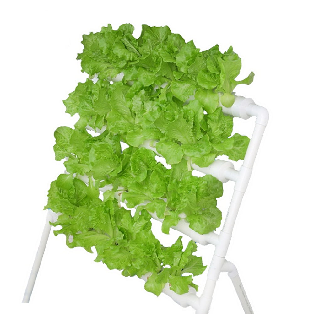 Hydroponics Growing Site 4 Layers PVC Pipes 36 Sites Hydroponic Gardening Growing System with Water Pump， Pump Timer， Planting Basket， Water Pipe， and Sponge