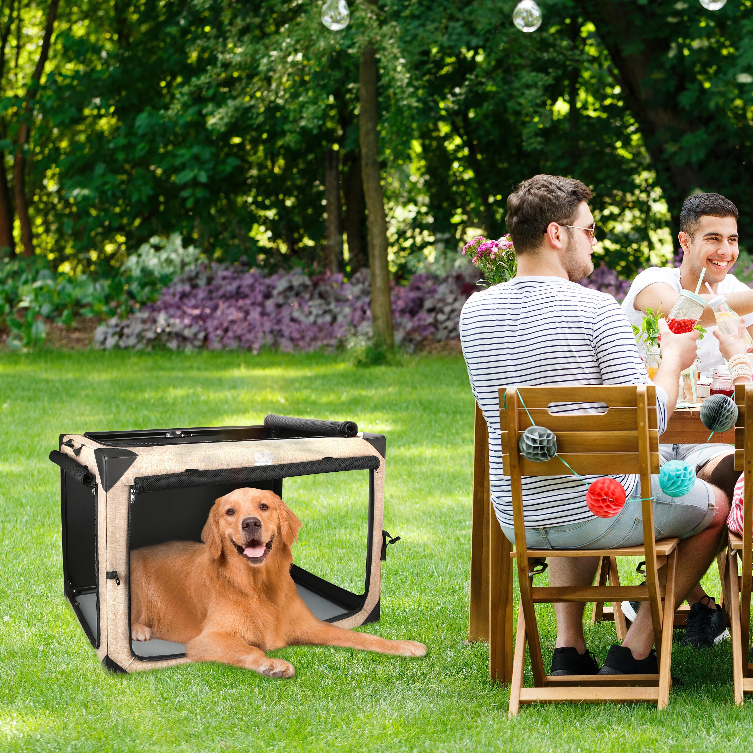 Soft-Sided Dog Crate Quick Portable Folding Washable Kennel for Large Breed