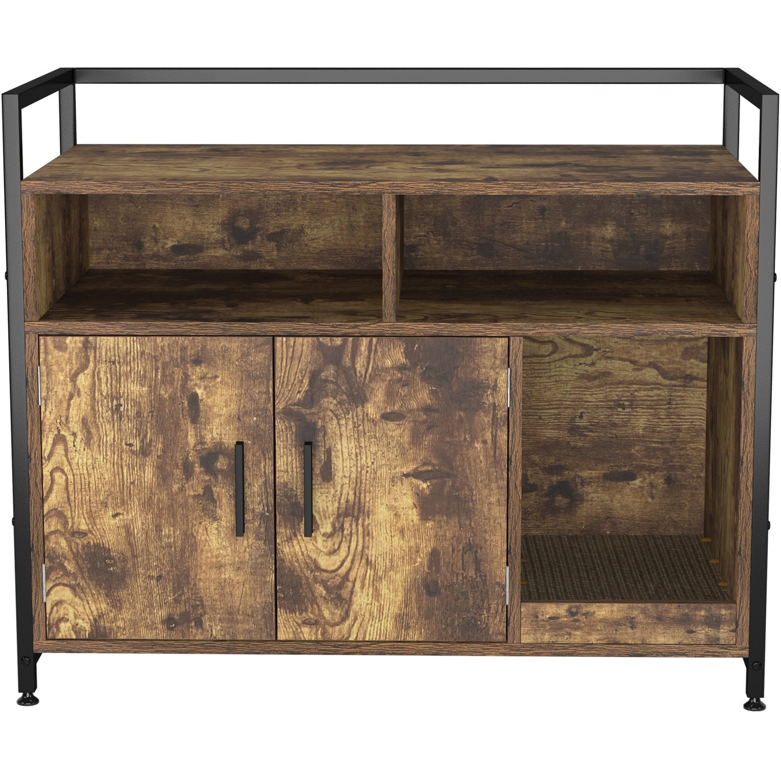 GDLF Iron and Wood Large Cat Washroom Pet Crate Litter Box Enclosure with Cat Scratch Pad