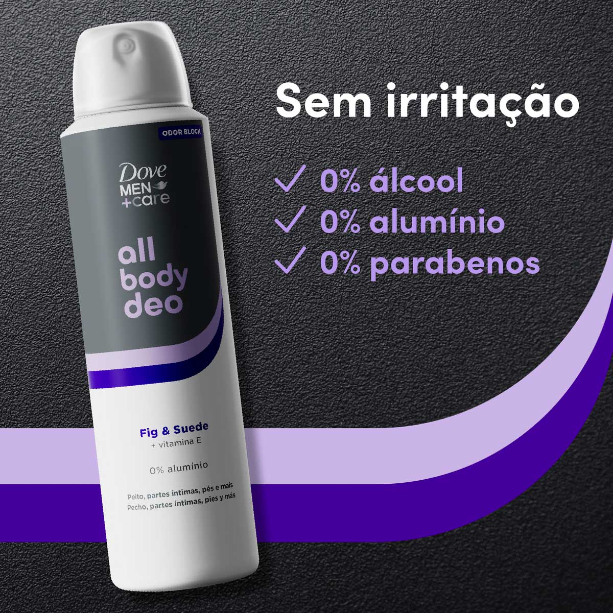 Desodorante Aerossol Fig & Suede Dove Men+Care All Body Deo 150ml Spray