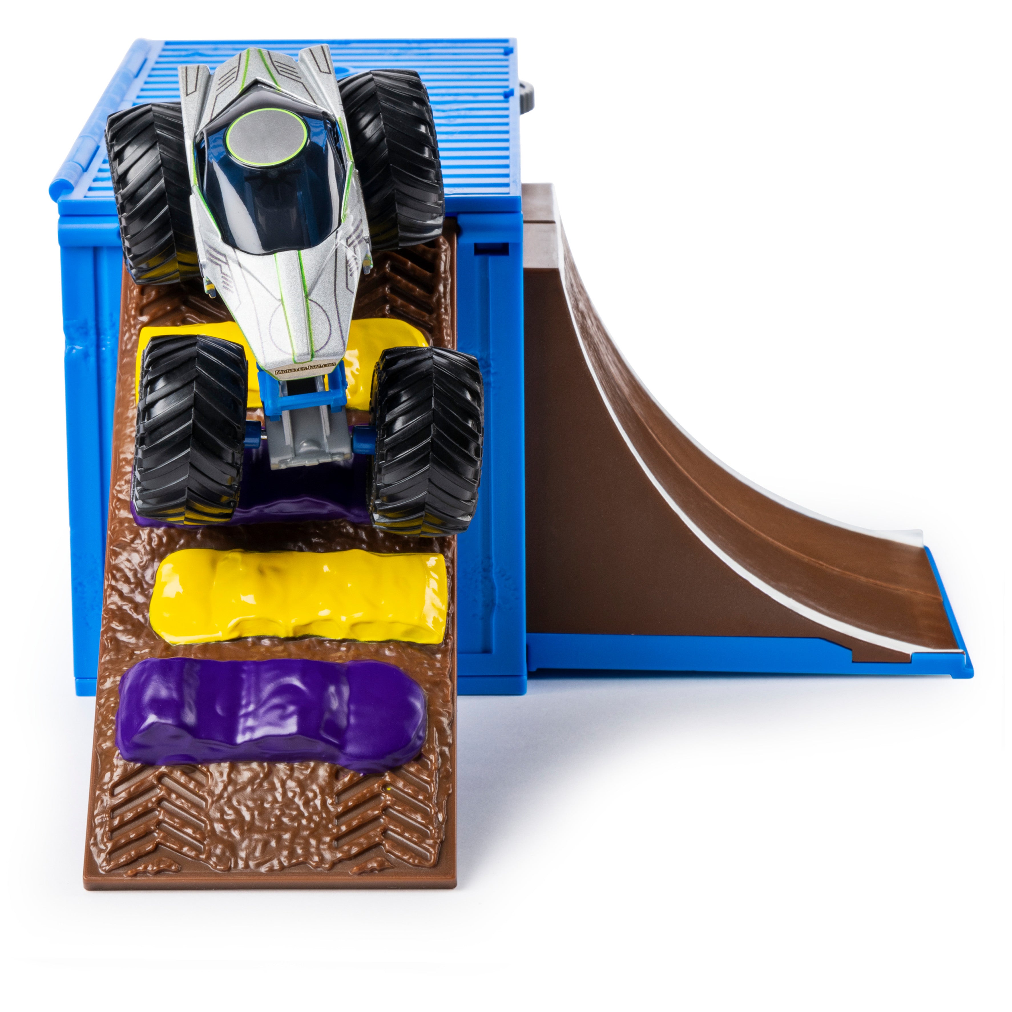 Monster Jam， Ship It and Flip It Transforming Playset with Exclusive 1:64 Scale Die-Cast Monster Jam Truck