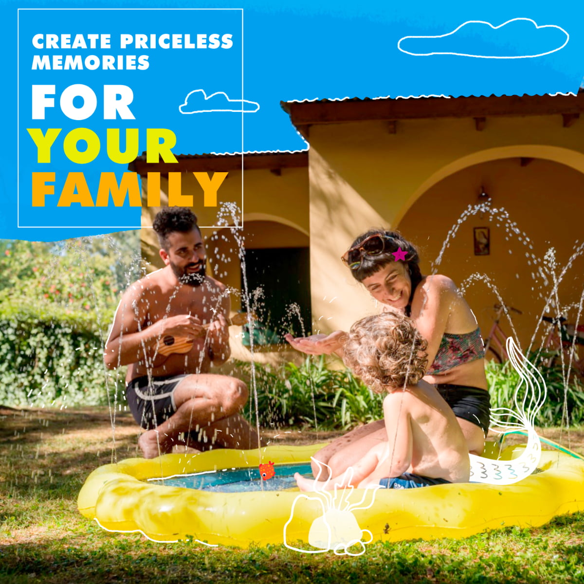 SplashEZ Splash Pad， Baby Pool and Sprinkler for Kids