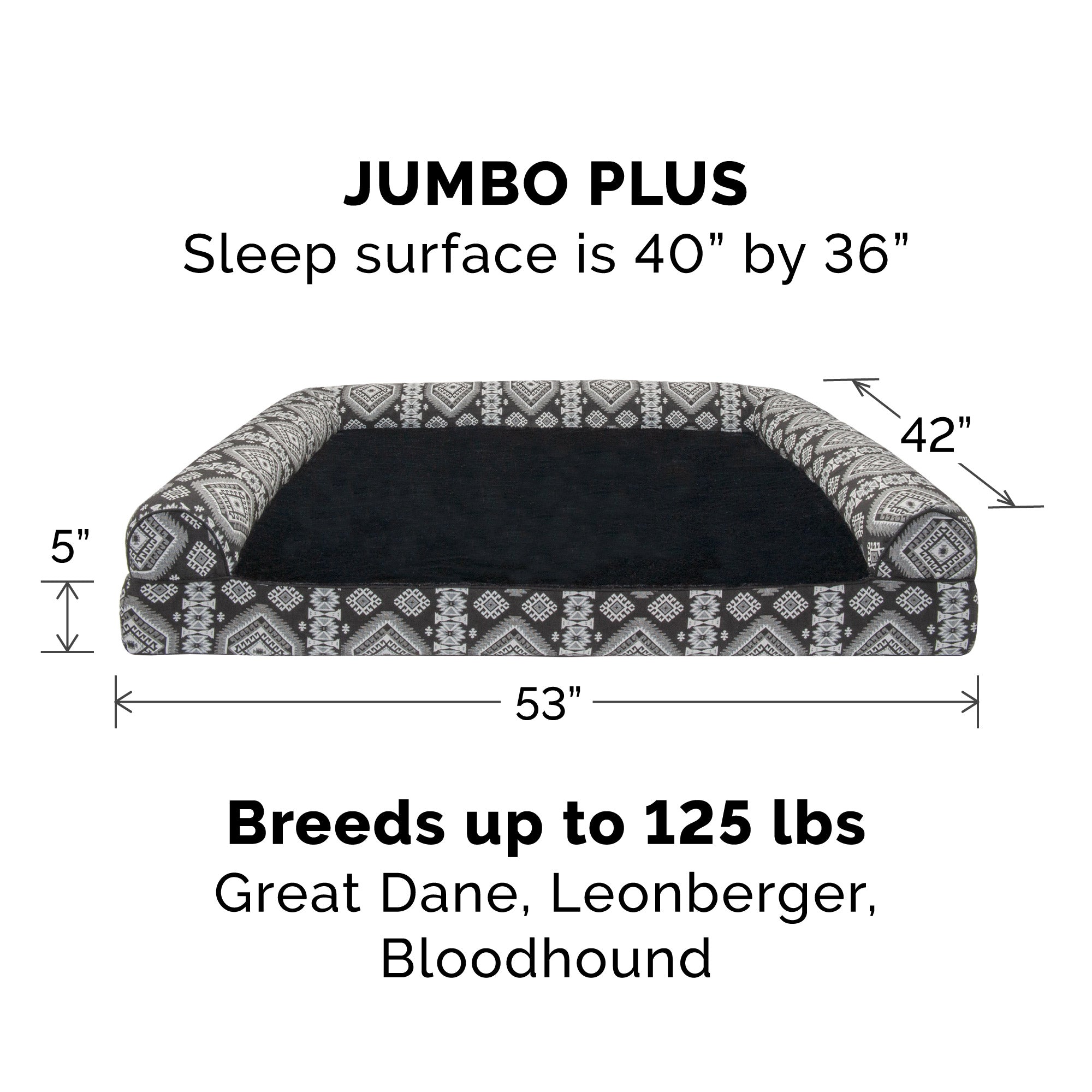 FurHaven | Cooling Gel Southwest Kilim Sofa Pet Bed for Dogs and Cats， Black Medallion， Jumbo Plus