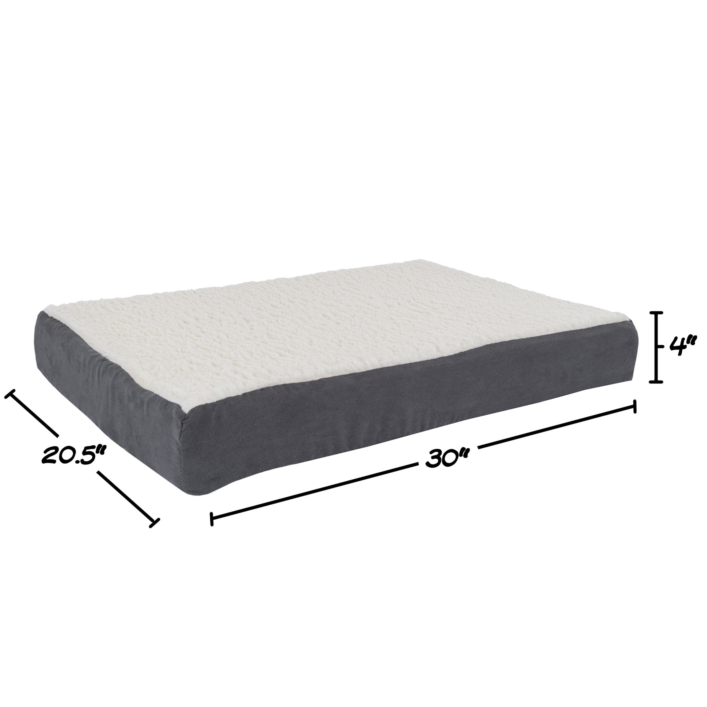 Orthopedic Dog Bed ? 2-Layer Memory Foam Dog Bed with Machine Washable Sherpa Cover ? 30x20.5 Dog Bed for Medium Dogs up to 45lbs by Petmaker (Gray)