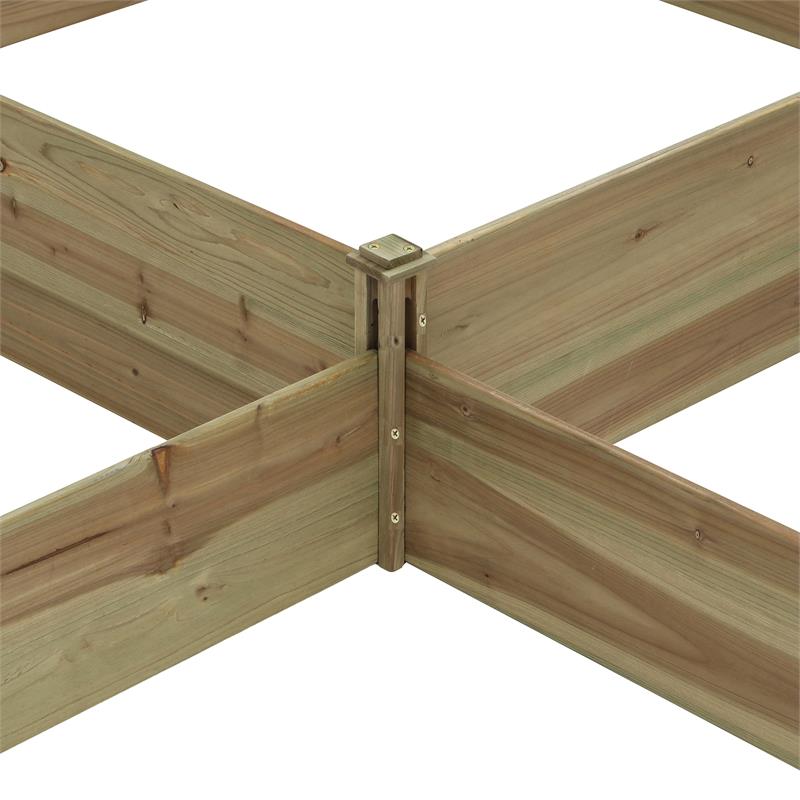 Winsome House WHPL1261 Three Section L-Shaped Raised Garden Bed Planter, Natural Wood