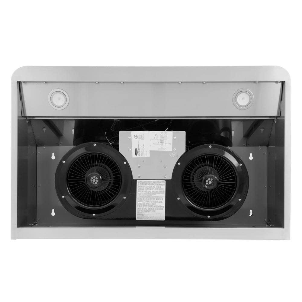 Cosmo 36 in Ducted Under Cabinet Range Hood in Stainless Steel with Touch Display LED Lighting and Permanent Filters