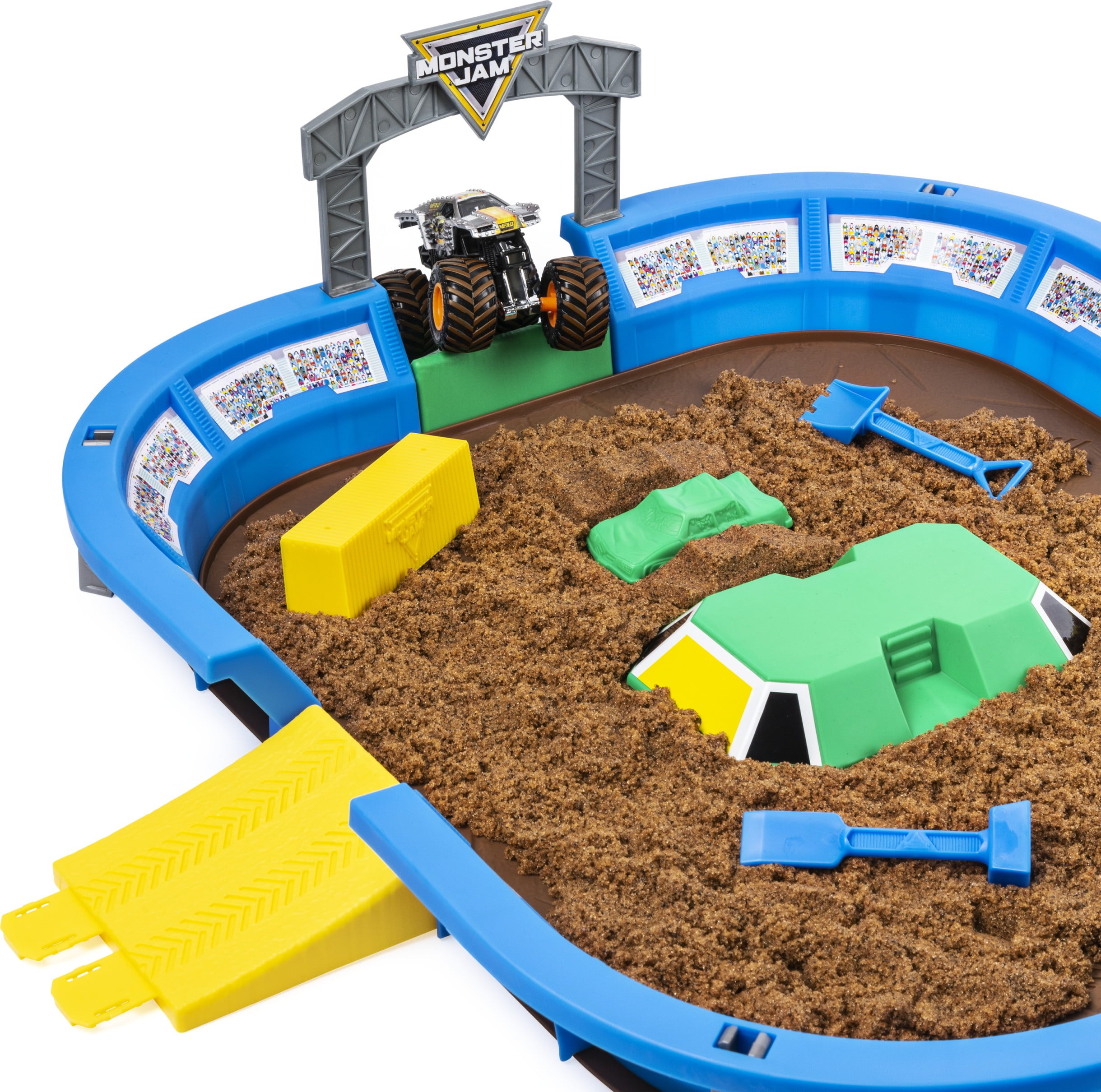 Monster Jam， Monster Dirt Arena 24-inch Playset with 2lbs of Monster Dirt and Exclusive 1:64 Scale Die-Cast Monster Jam Truck