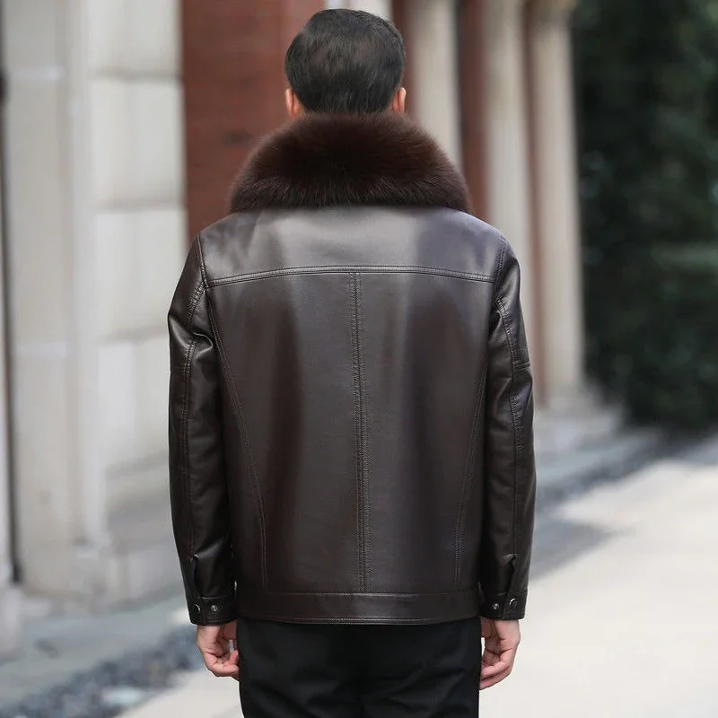 Jaqueta de Couro Masculina Lord Torino™ com Pele de Raposa Sintética e Forro Interno Térmico / Conforto e Imponência na Medida Certa!