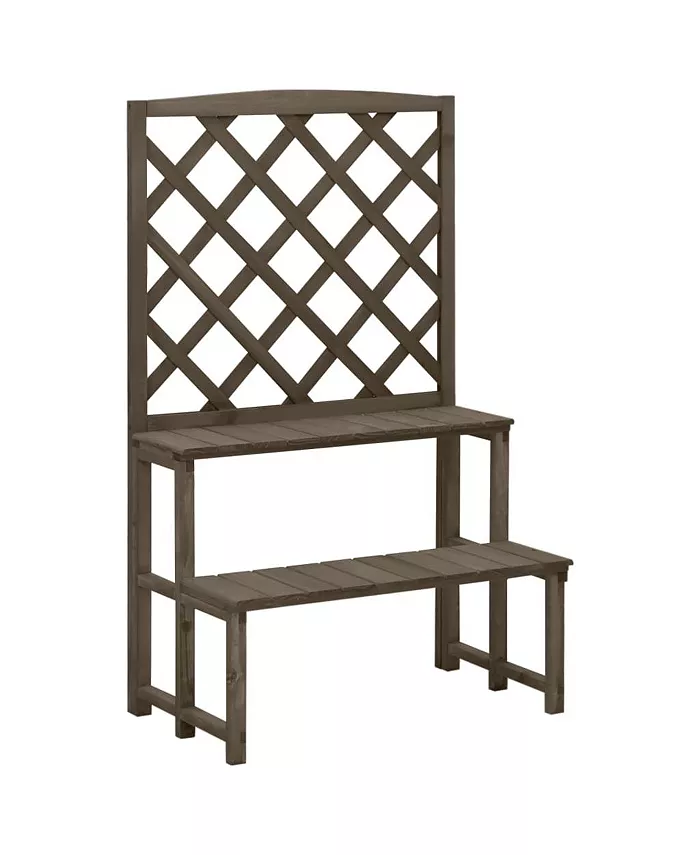 vidaXL Plant Stand with Trellis Gray 27.5