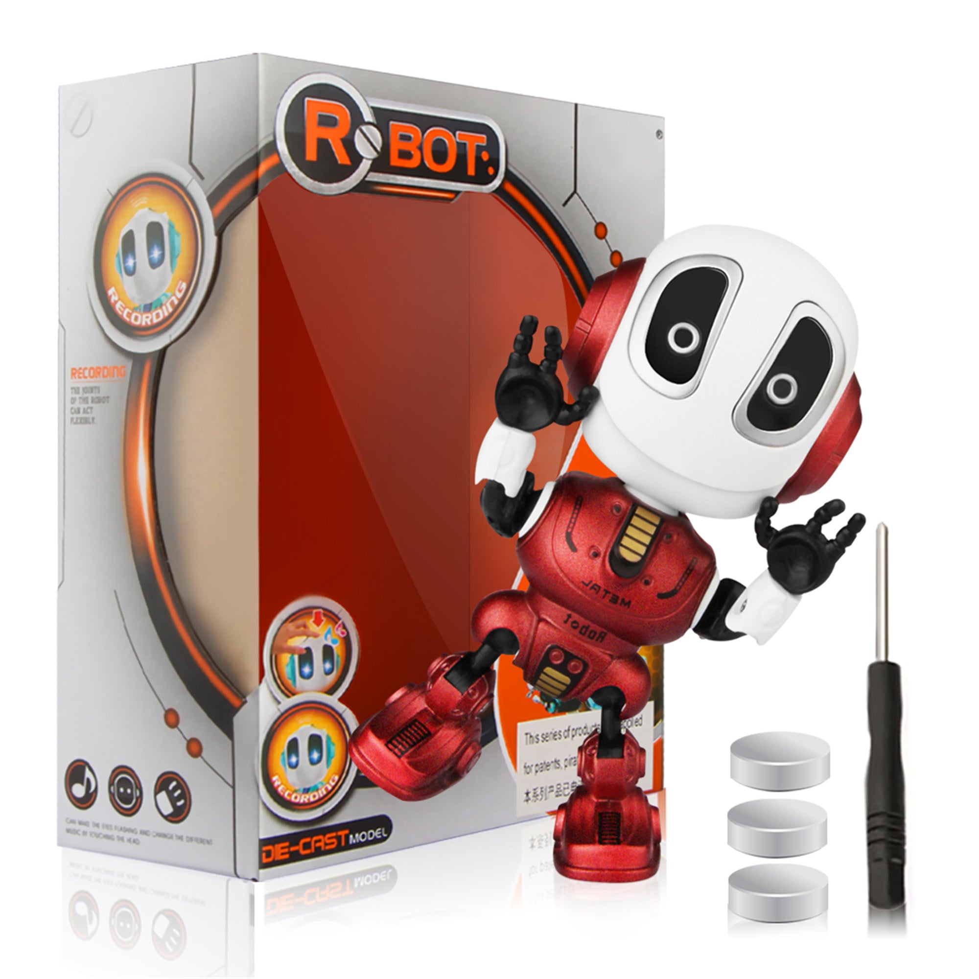 Wupuaait Talking Robot Toy for 3-9 Y Kids with Flexible Body and LED Lights， Red
