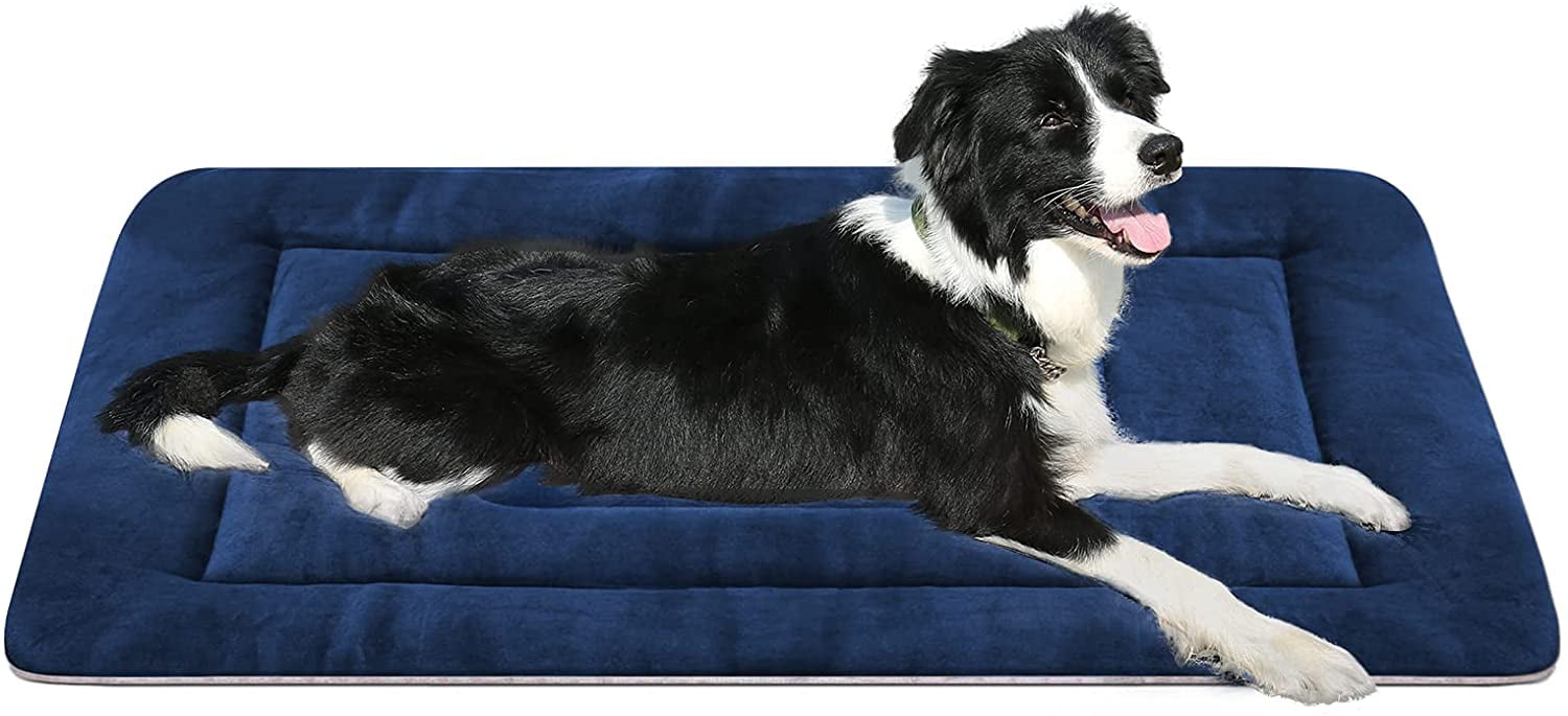 PROCIPE Pet Bed Washable Dog Crate Mat Anti-Slip Pads For Small Medium Dog 35 inch Blue