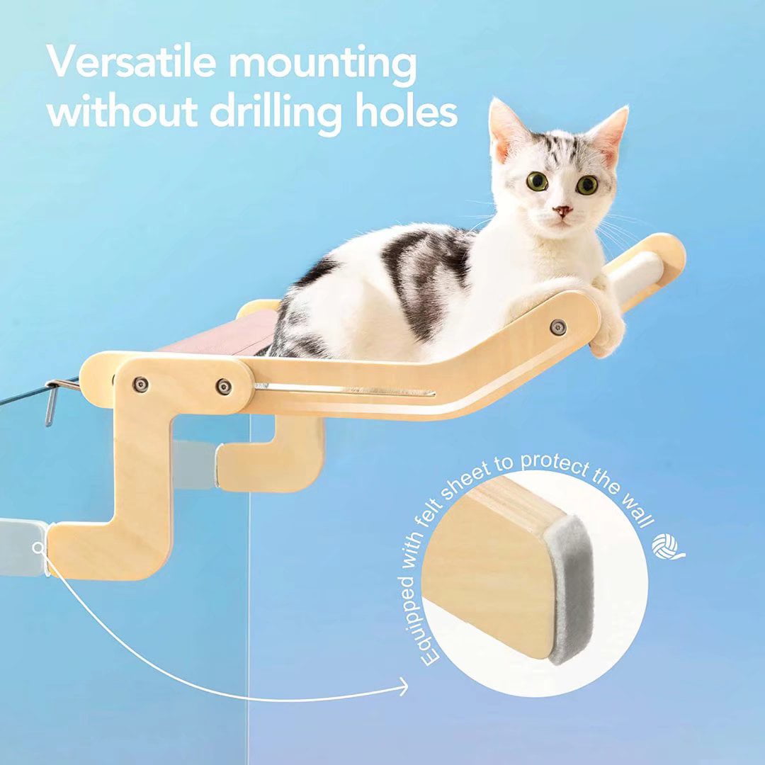 Rolife Cat Window Perch Lounge Mount Hammock Window Seat Bed Shelves for Indoor Cats No Drilling No Suction Cup