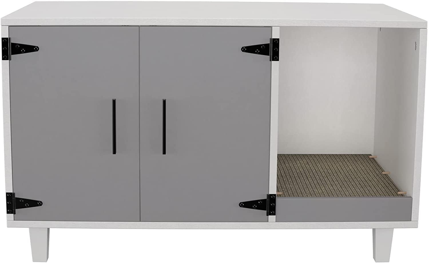 GDLF Pet Crate Cat Washroom Hidden Litter Box Enclosure  as Table Nightstand with Scratch Pad，Stackable