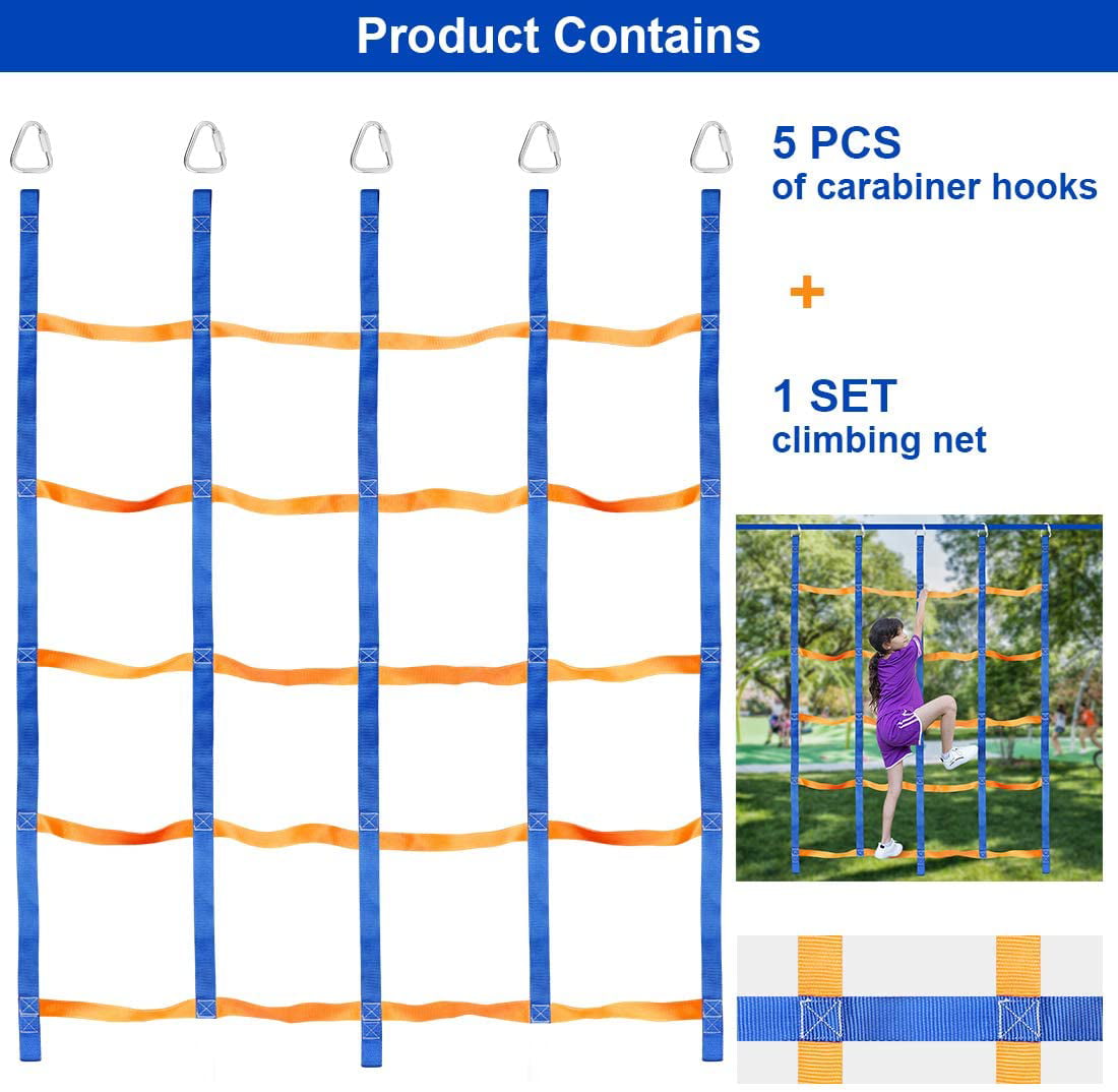 BRIZI LIVING Portable Climbing Net for Kids Outdoor，  Climbing Cargo Net Rope Ladder Jungle Gyms for Outdoor Treehouse