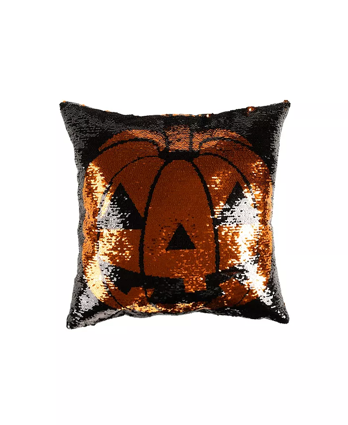 Lush Dandeacutecor Sparkle Pumpkin Decorative Pillow， 18