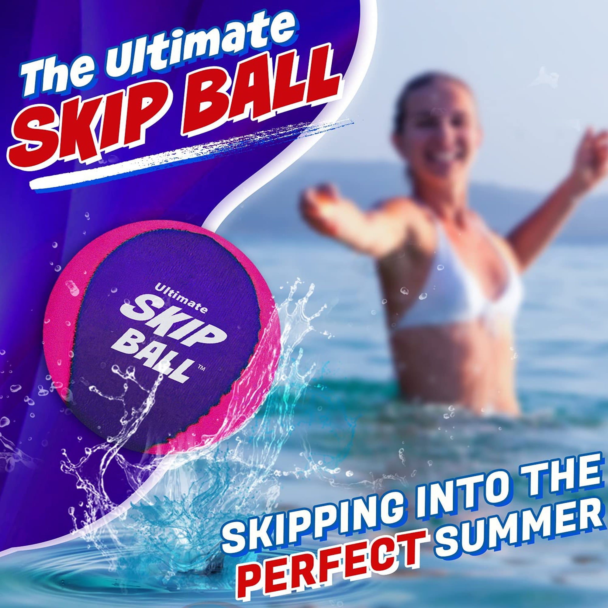 Activ Life Water Ball Set of 2 Skip Bouncing Beach Balls for Kids with Disc Pink Purple