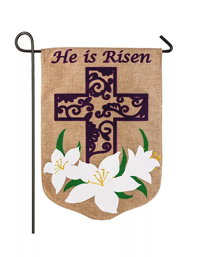 Evergreen Easter Lily Burlap Garden Flag， 12.5 x 18 inches