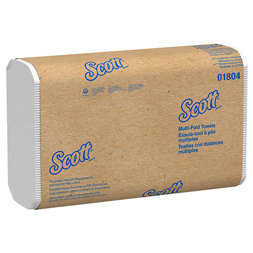 Kimberly-Clark Scottandreg; Essential Multifold Paper Towels (01804) with Fast-Drying Absorbency Pockets | White， 16 Packs