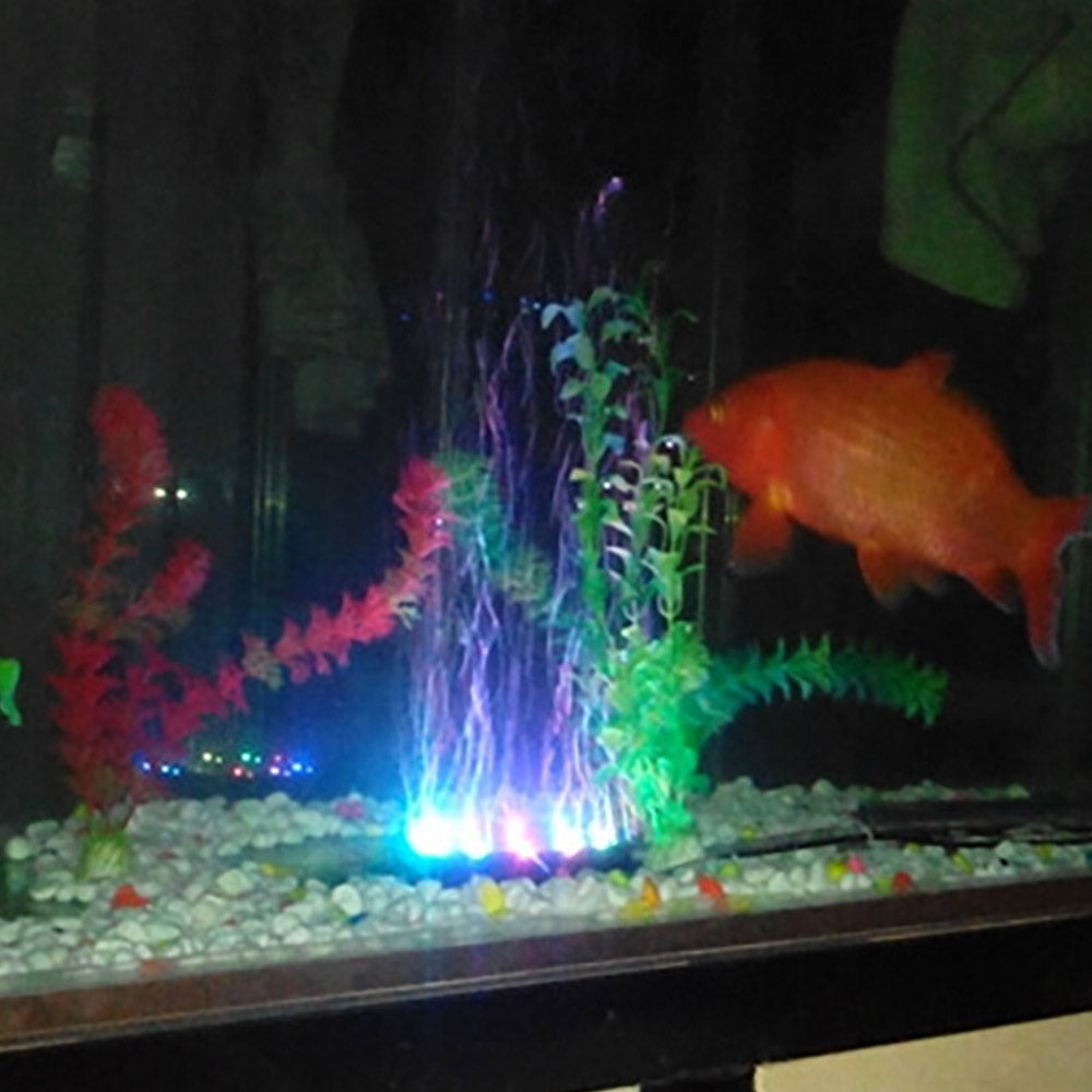 Aquarium Underwater LED Light Air Bubble Stone Colorful For Fish Tank Round Lamp With 12 Color Changing LED Light