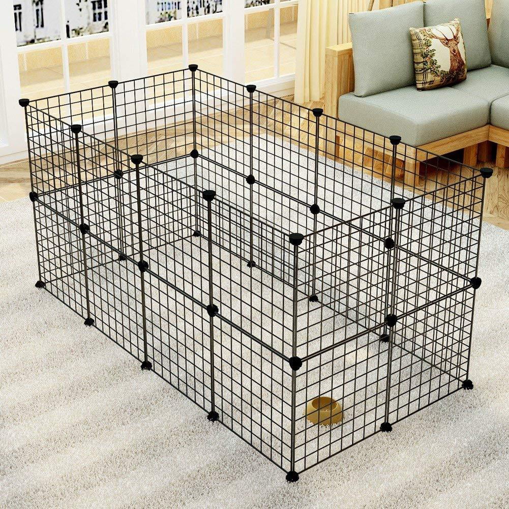 GoDecor Pet Playpen Indoor Foldable Metal Dog Playpens， Black