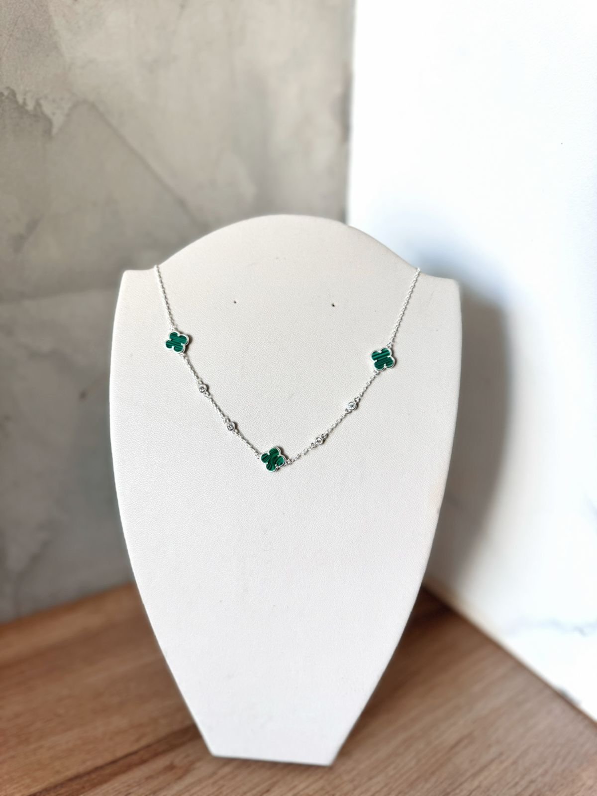 Choker Pedra Agatha Verde  C/ Zircônia (Inspiração Van Cleef & Arpels) Dupla Face