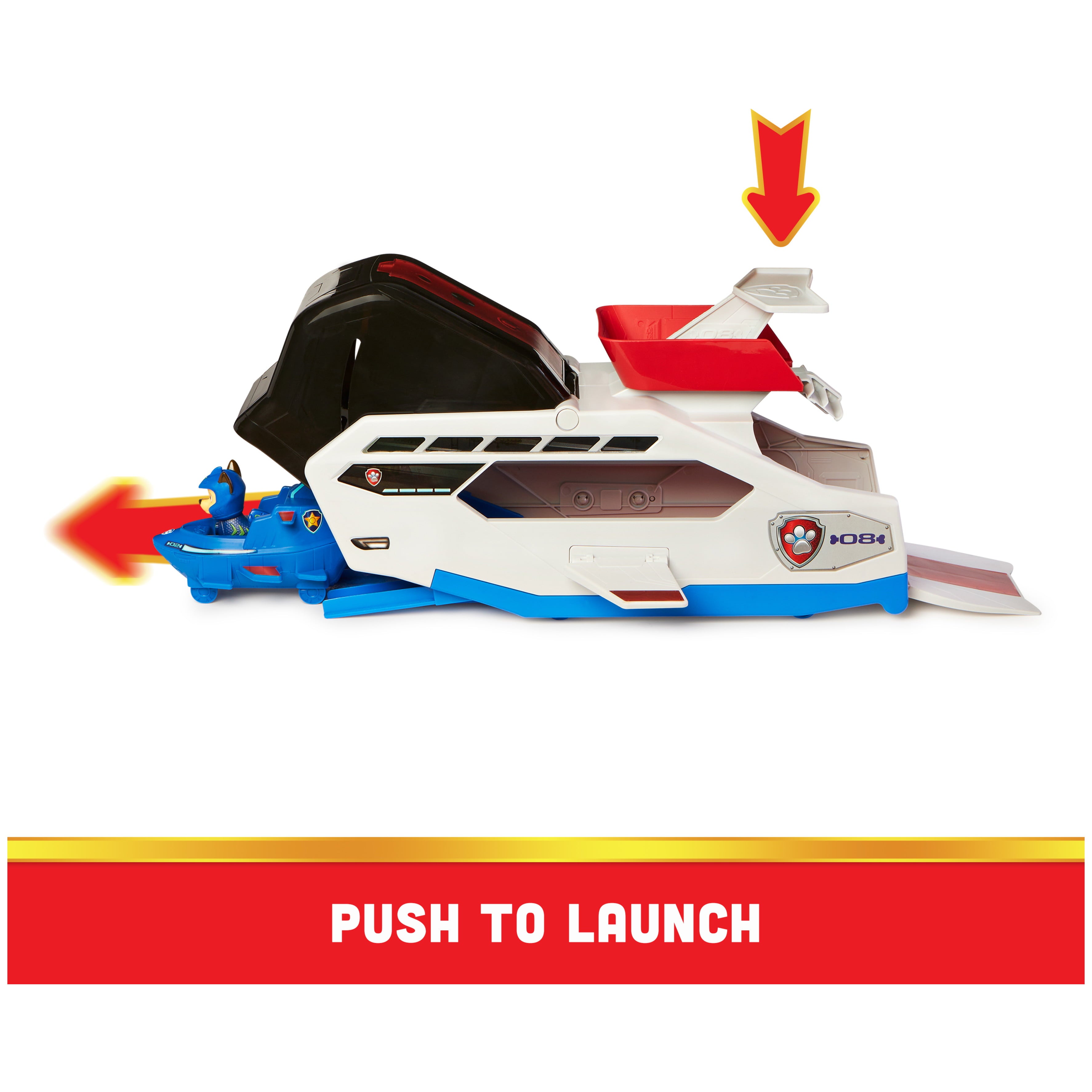 PAW Patrol Aqua Pups Whale Patroller Team Vehicle with Chase Figure and Vehicle Launcher