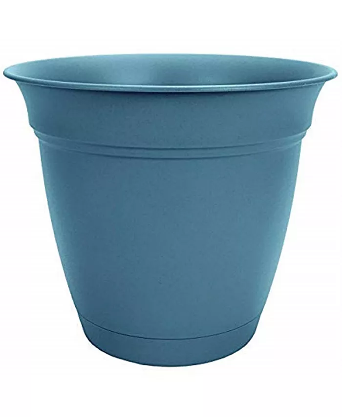 The HC Companies HC Companies Inc Eclipse Planter w  Attached Saucer Slate Blue 12