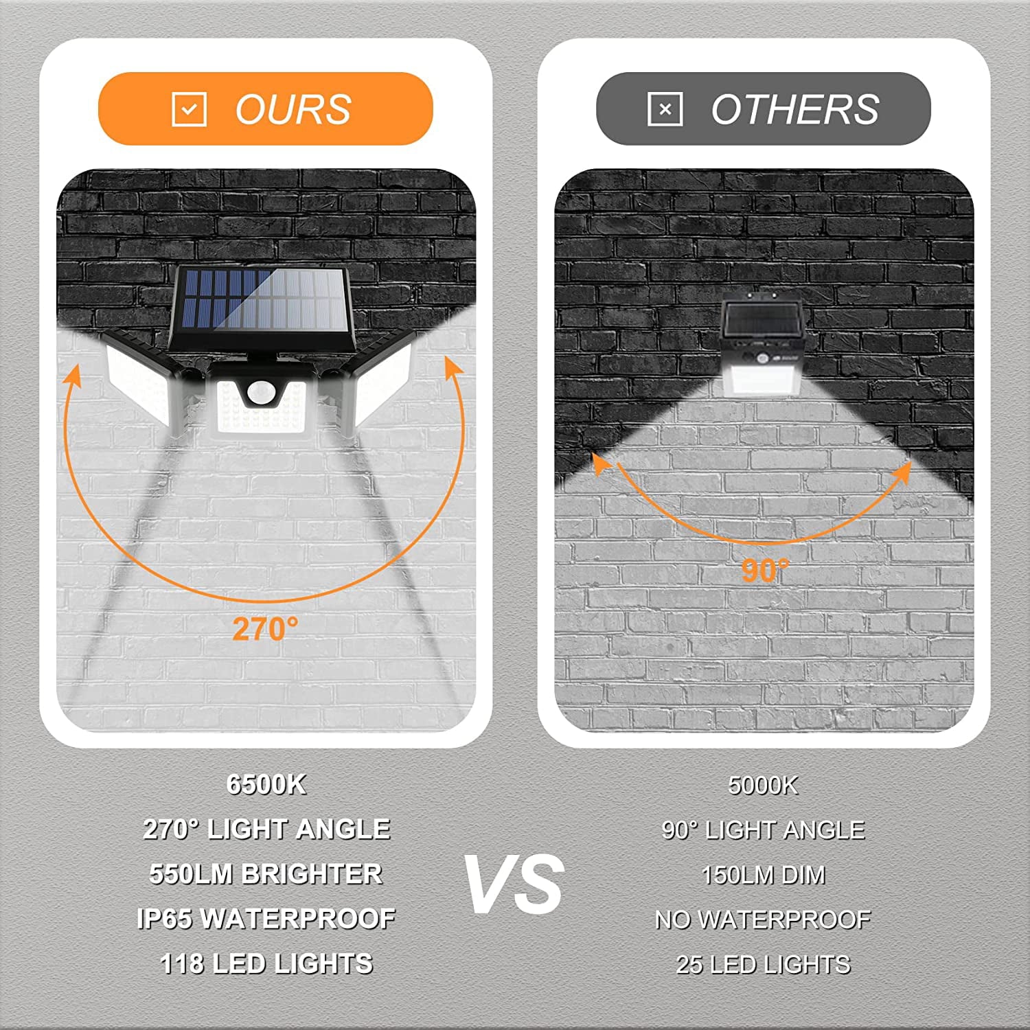 Solar Lights Outdoor， 2Pcs Solar Security Lights Motion Sensor Outdoor Flood Lights， Solar Porch Shop Light 270° Wide Angle Illumination，3 Heads Adjustable IP65 74 LEDs for Home Garden Patio Yard