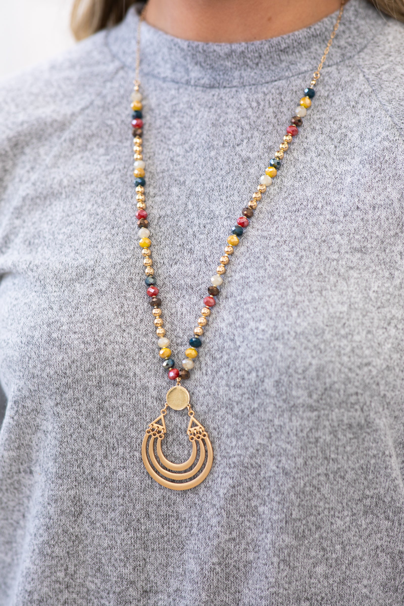 Multicolor Beaded Necklace and Earring Set