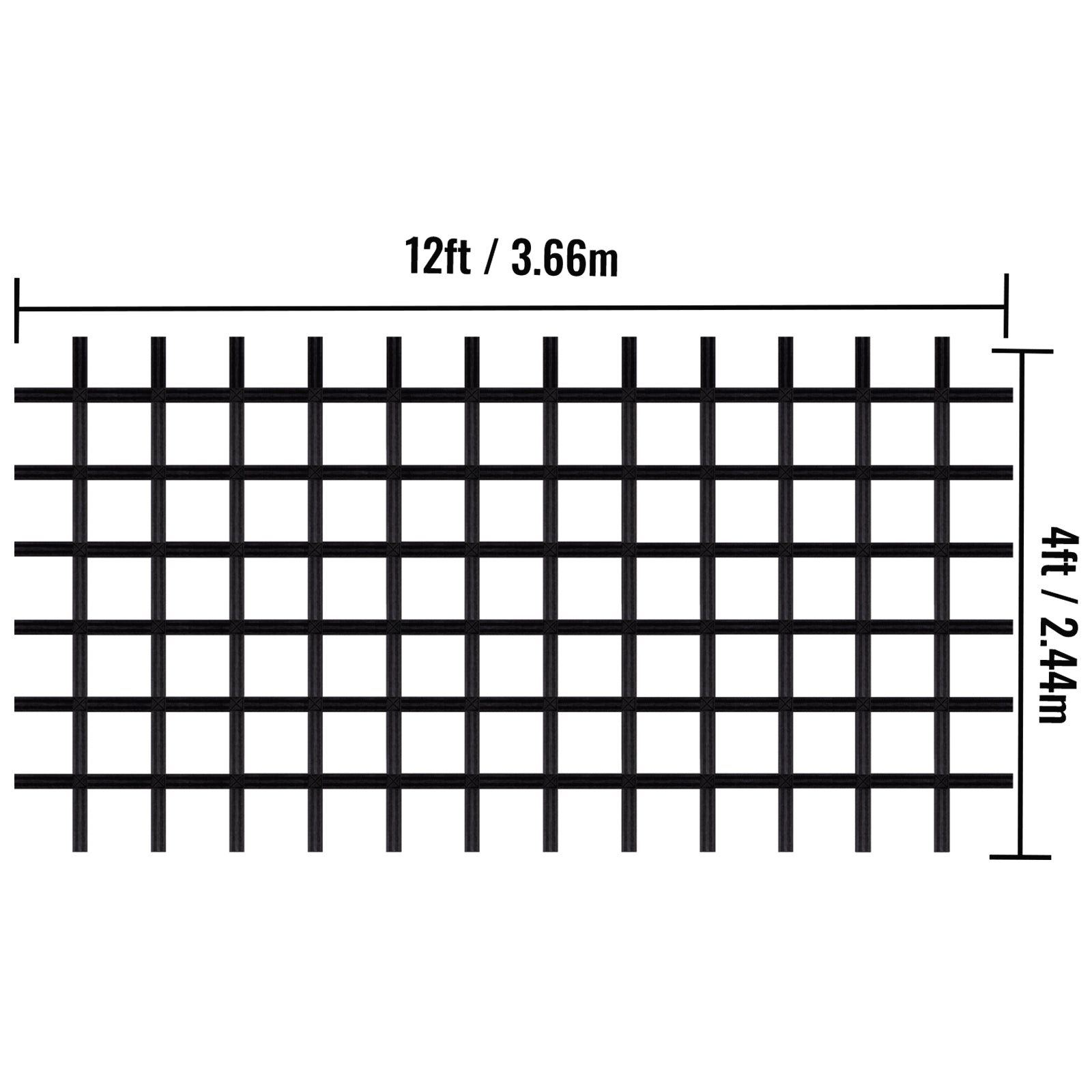 VEVOR Climbing Cargo Net， 12' x 4' Playground Climbing Net， Polyester Material， Rope Ladder， Swingset， Large Military Climbing Cargo Net for Kids and Adult， Indoor and Outdoor， Treehouse， Jungle Gyms