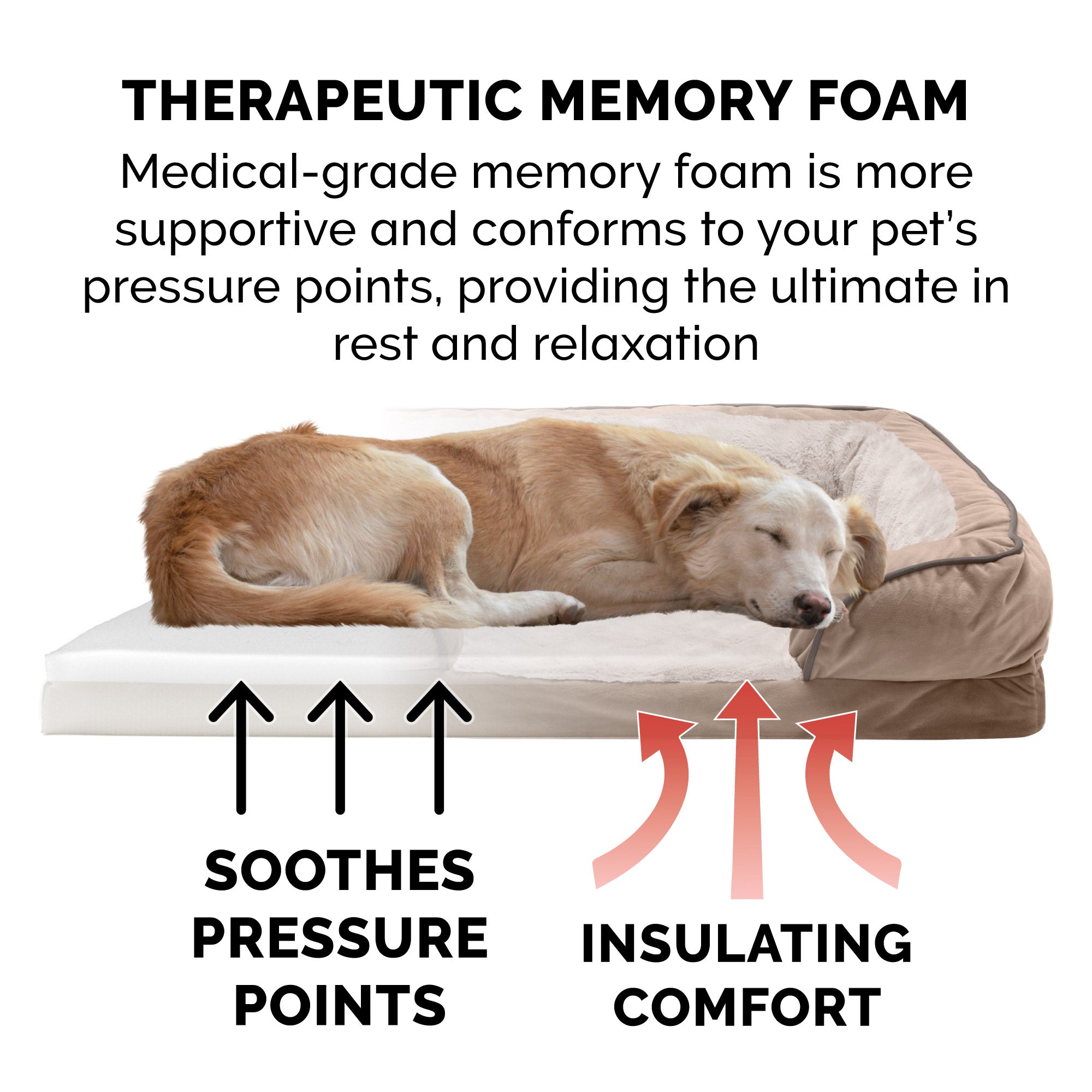 FurHaven Pet Products | Memory Foam Perfect Comfort Velvet Waves Sofa-Style Couch Pet Bed for Dogs and Cats， Brownstone， Small